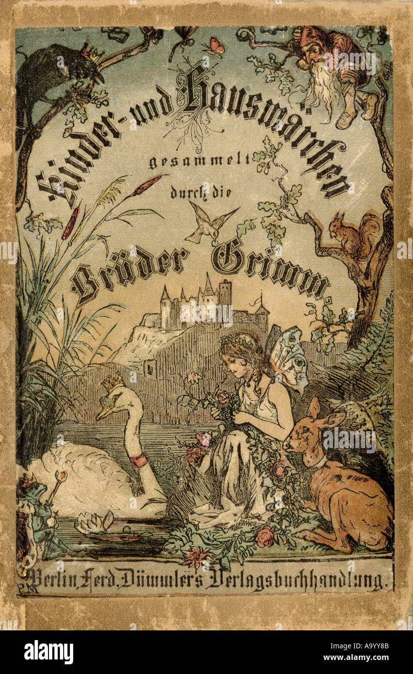 Abdeckung der Brüder Grimm Märchen aus einer deutschen Ausgabe in Berlin 1865 veröffentlicht. Stockfoto