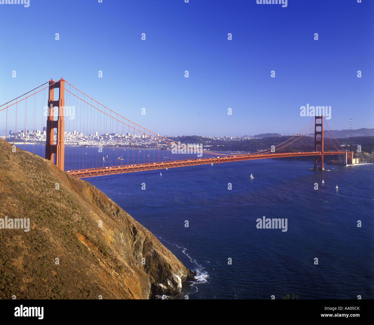 GOLDEN GATE BRÜCKE BUCHT VON SAN FRANCISCO MARIN COUNTY LANDZUNGEN SAN FRANCISCO KALIFORNIEN USA Stockfoto