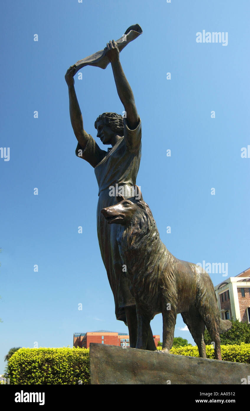 Die legendäre Statue von Florence Margaret Martus am Savannah River, ein beliebtes Wahrzeichen in Savannah, Georgia, USA. Stockfoto