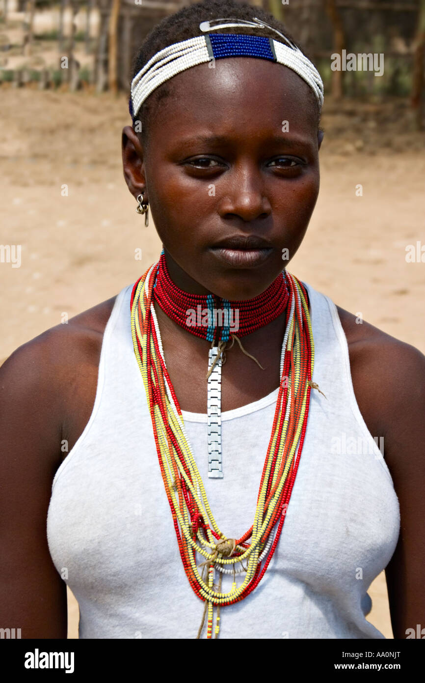 Arbore Mädchen, Omo-Tal in Äthiopien, Afrika Stockfoto