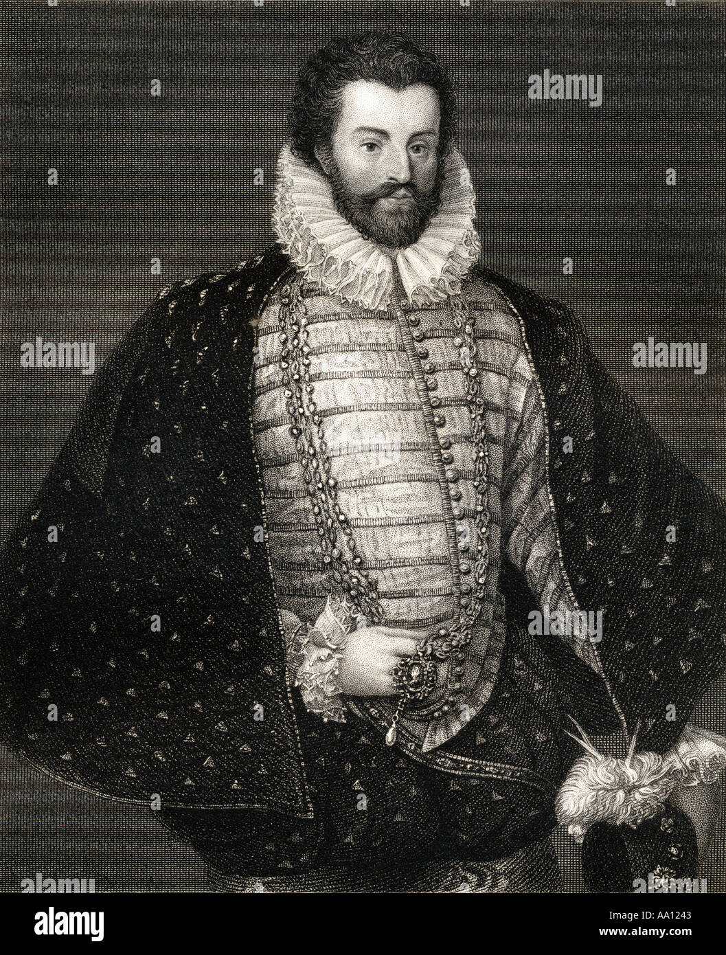 Sir Christopher Hatton, 1540 - 1591. Englischer Politiker, Lordkanzler von England und ein Liebling von Elisabeth I. von England. Stockfoto