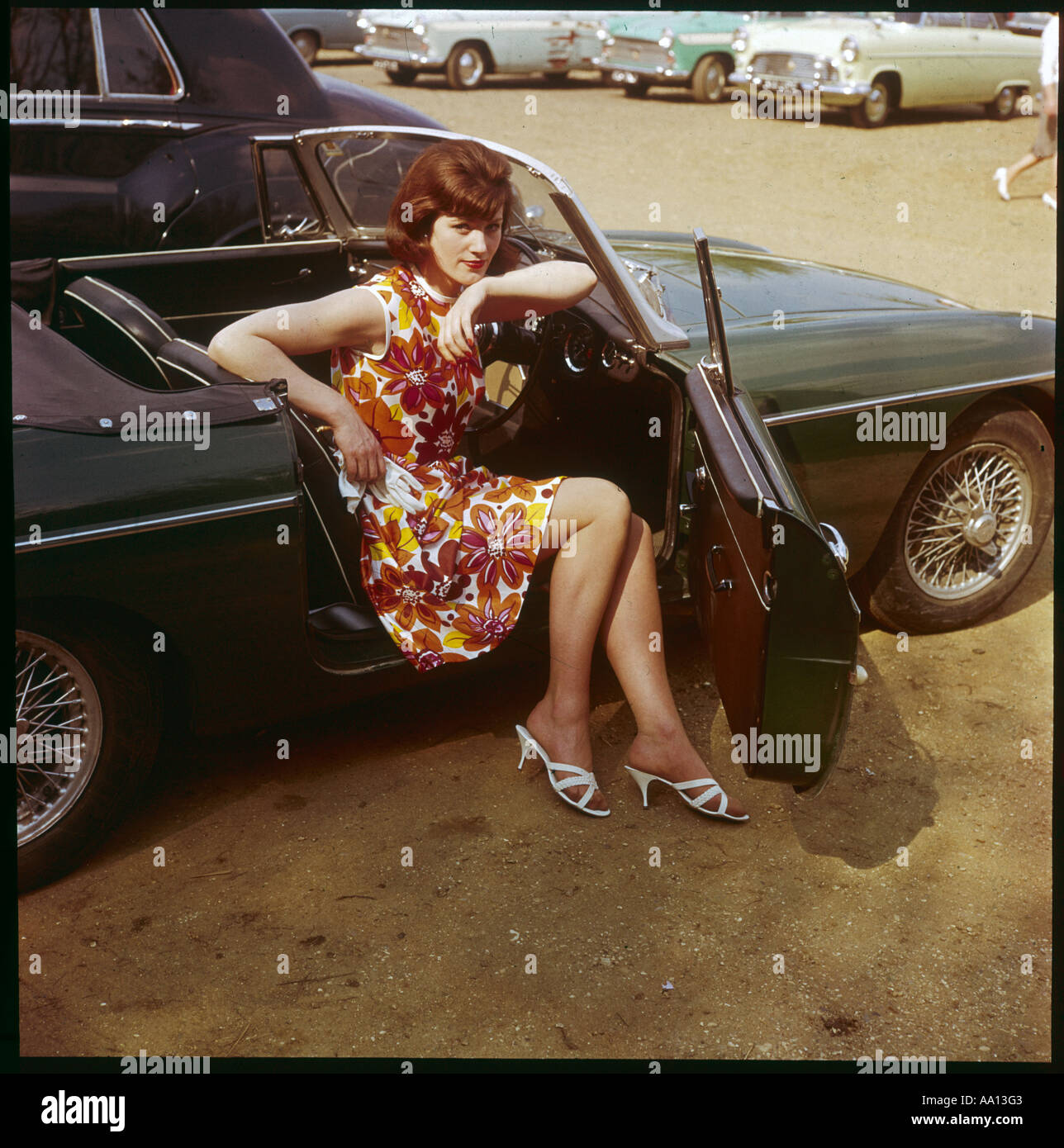 Mädchen In Mgb 1960er Jahre Stockfoto