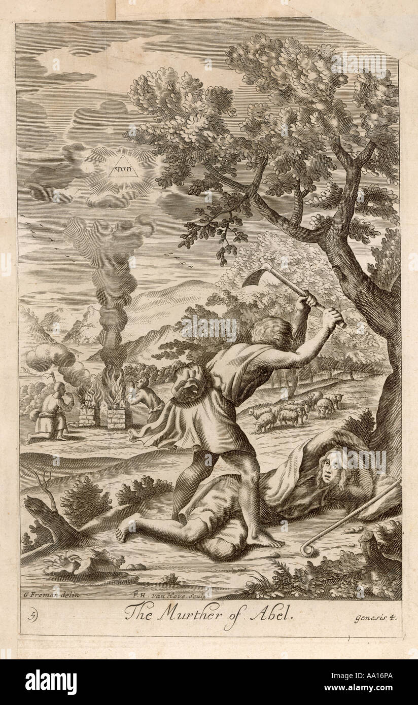 Kain ermordet Abel Stockfoto