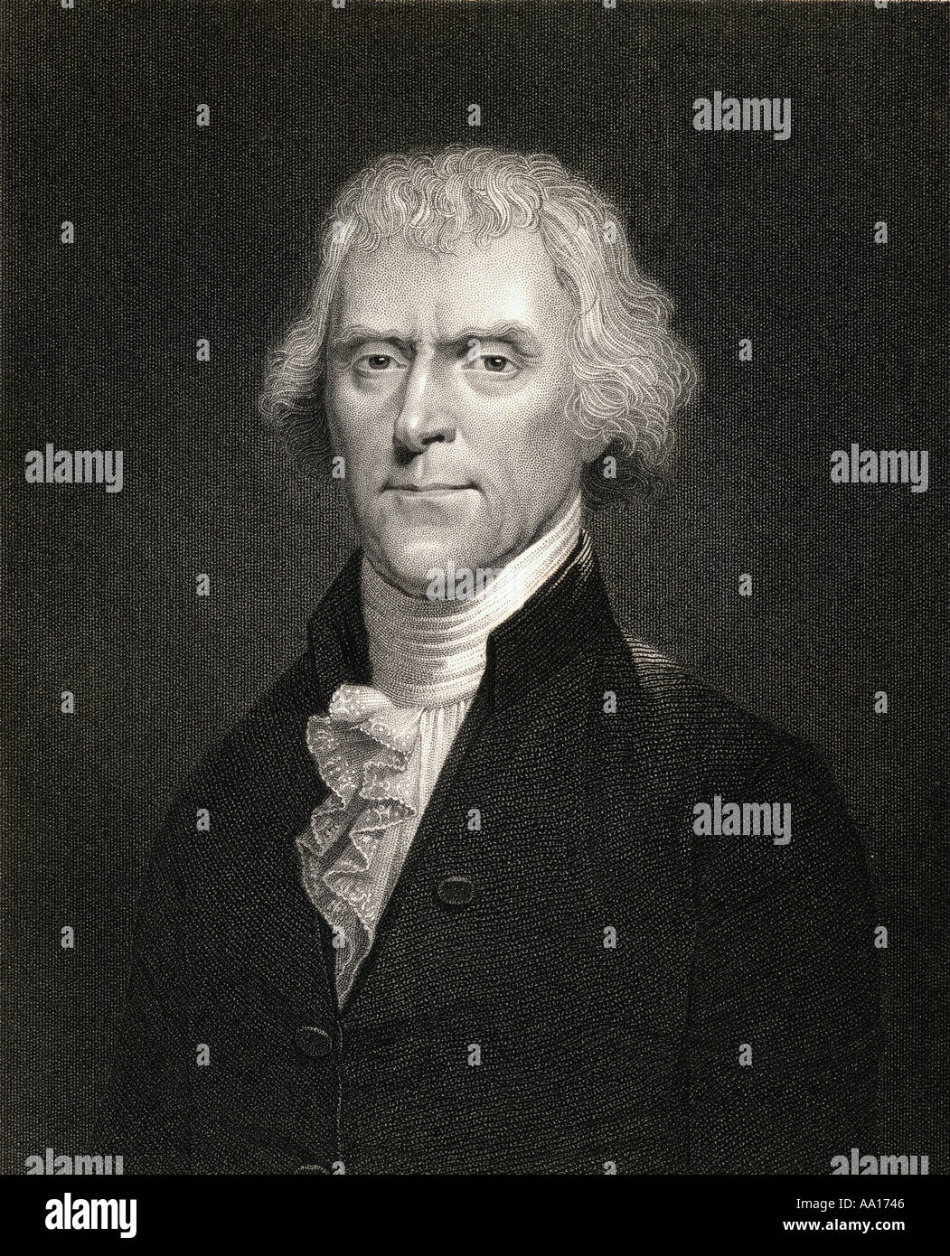 Thomas Jefferson, 1743 - 1826. Gründervater und 3. an den Präsidenten der Vereinigten Staaten von Amerika. Stockfoto