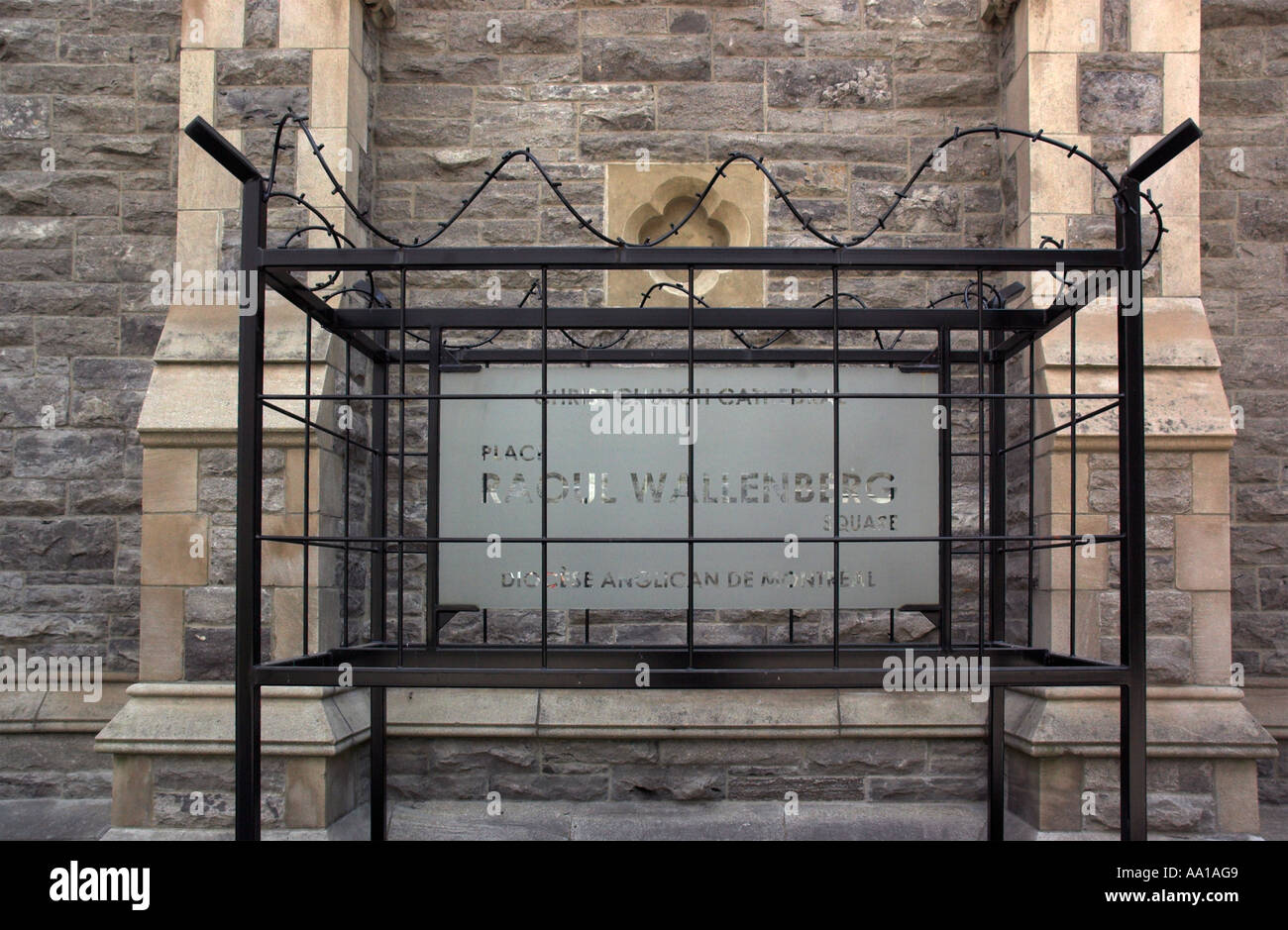 Die Gedenkstätte für Raoul Wallenberg an der Christ Church Cathedral Montreal Quebec Kanada Stockfoto