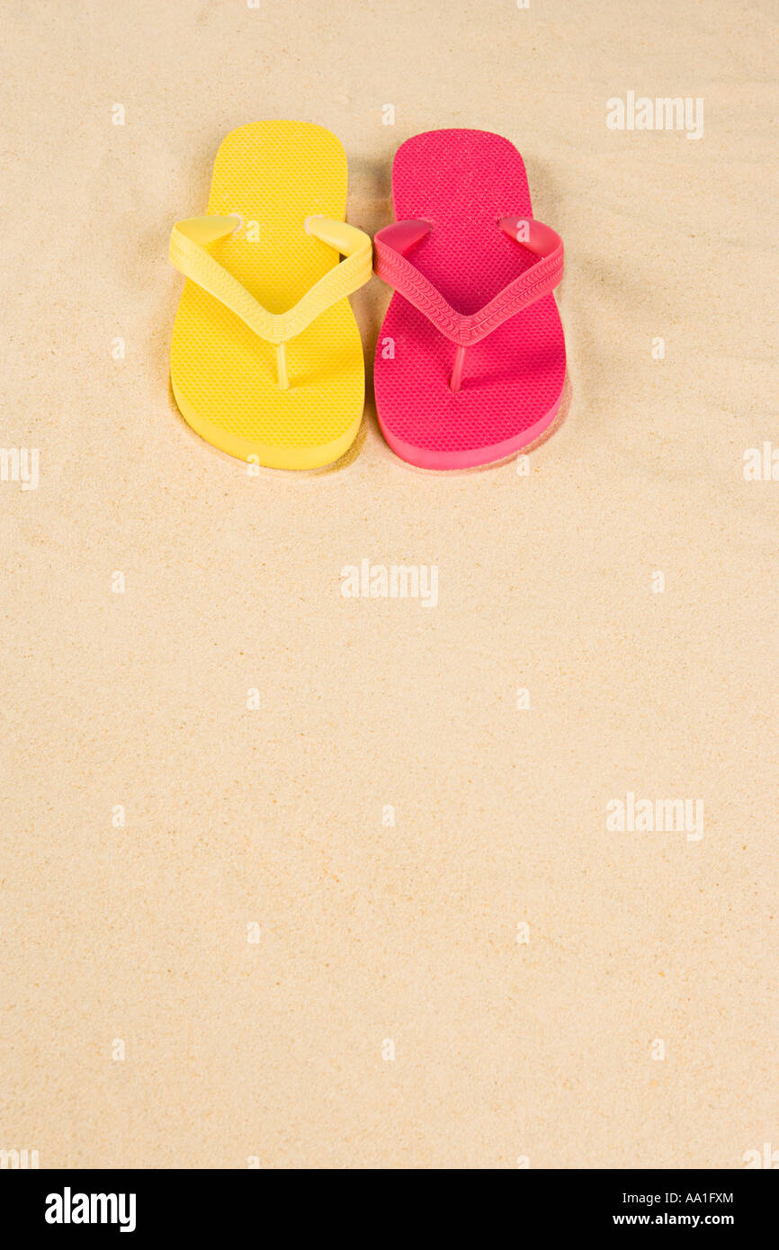 Gelb und rosa Flip-Flops Stockfoto