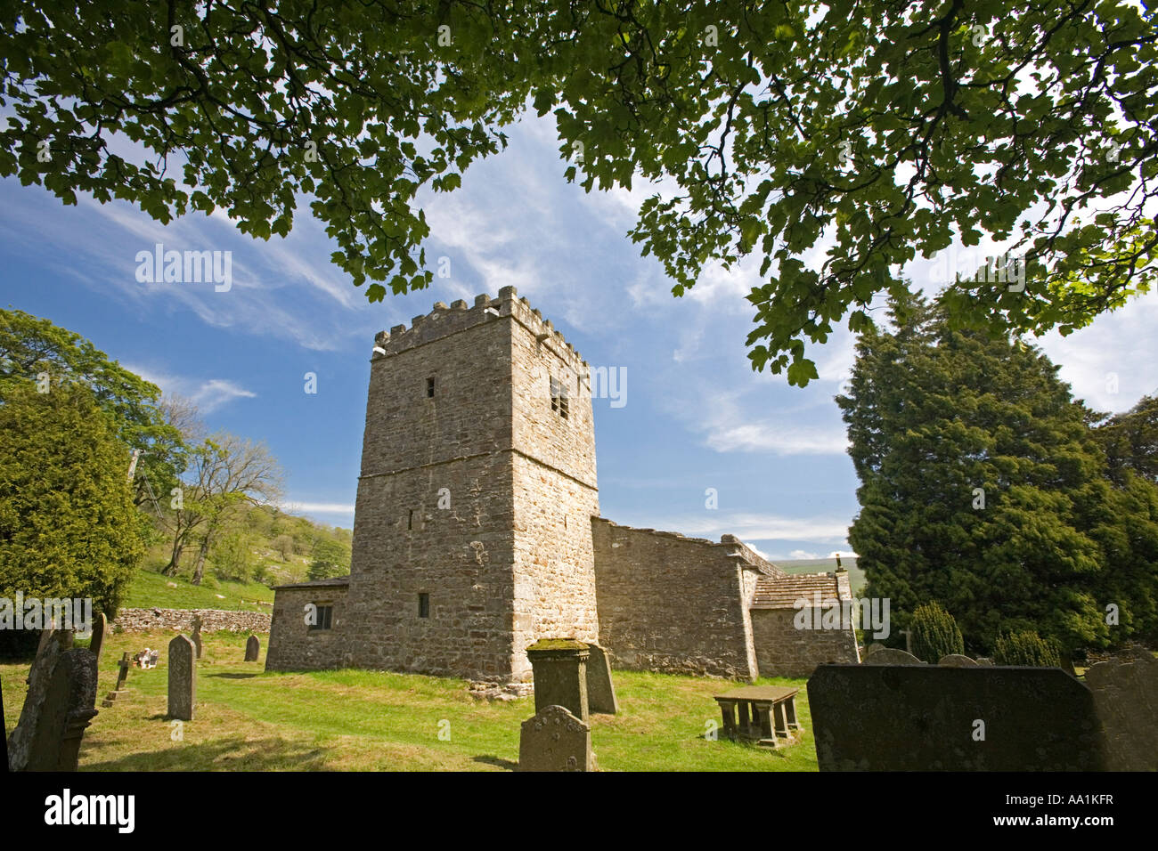 St. Michael und alle Engel Kirche, Hubberholme, Yorkshire Dales Stockfoto