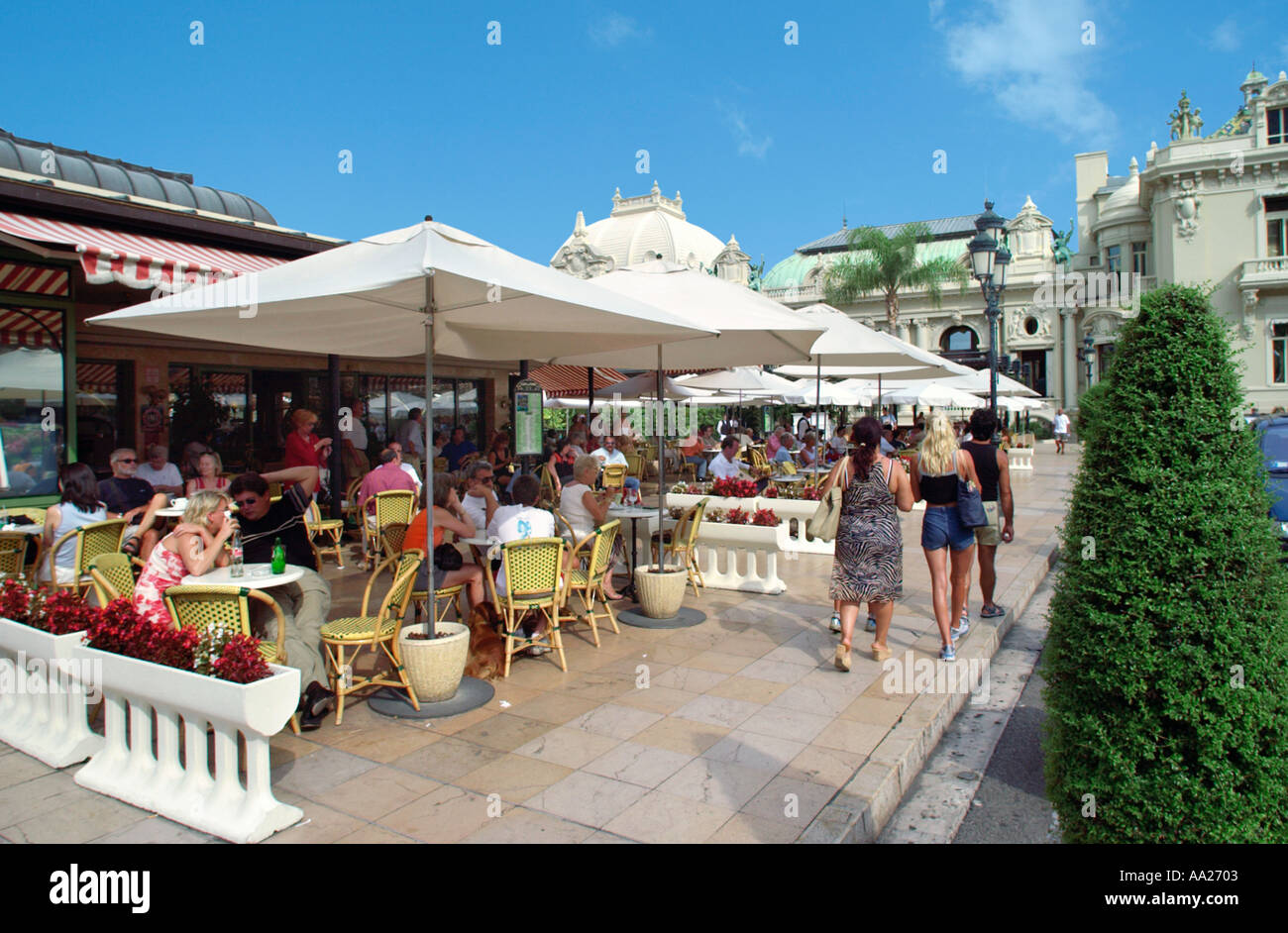 Straßencafé außerhalb das Grand Casino, Monte Carlo, Monaco Stockfoto