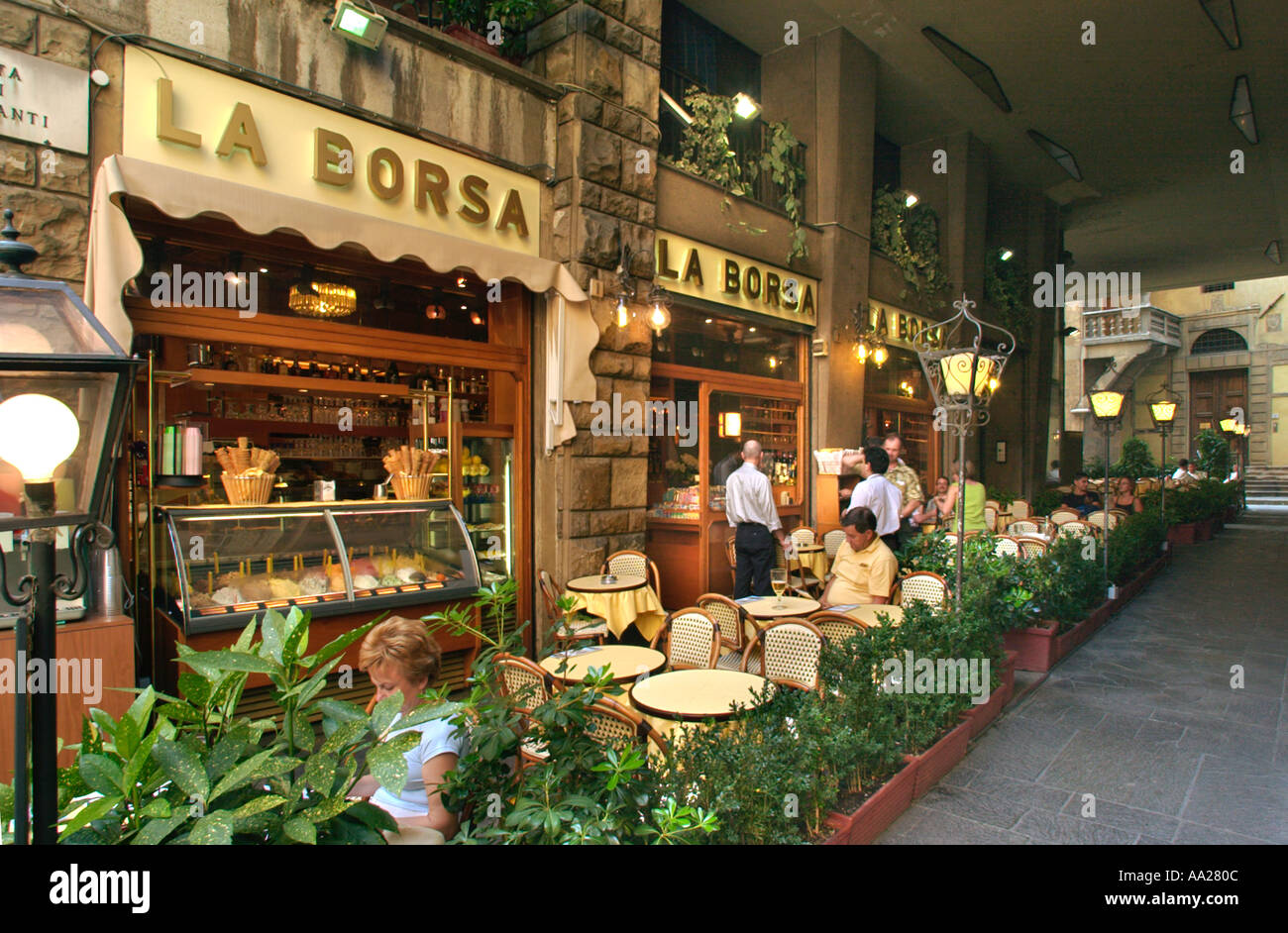 Street Cafe, Florenz, Toskana, Italien Stockfoto