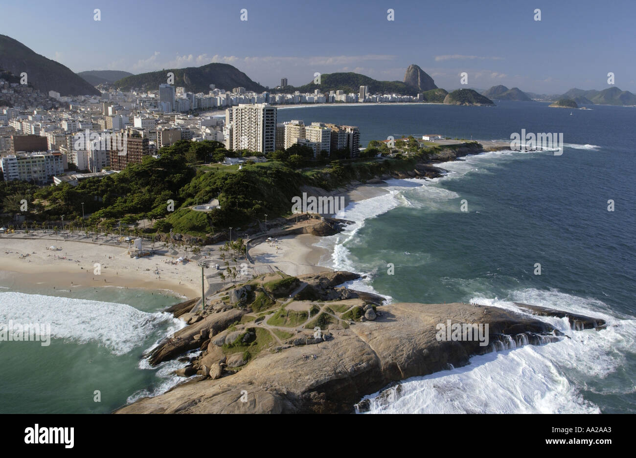Luftaufnahme von Copacabana Strand in Rio De Janeiro Stockfoto