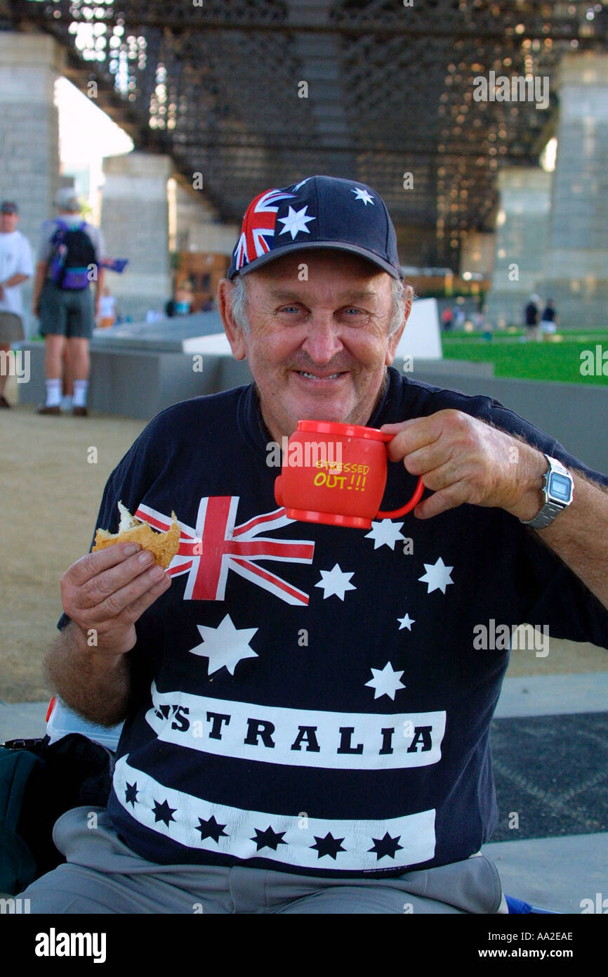 Ein stolzer Aussie Kerl auf Australien Tag Sydney Stockfoto