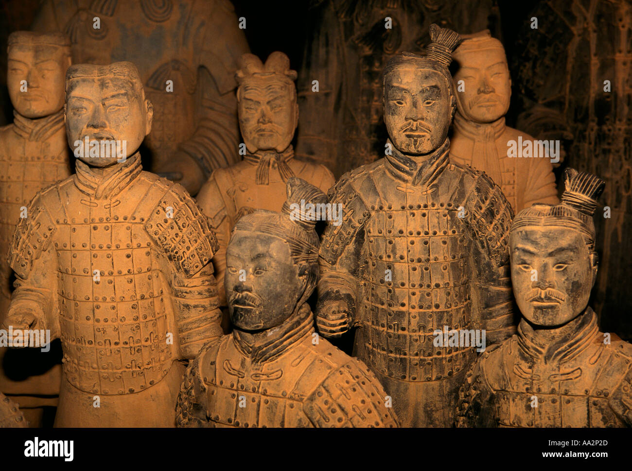 Terrakottaarmee, Terrakotta-Krieger, lebensgroße Statuen, Grabkunst, Grube 1, Grube, Lintong Bezirk, Xian, Provinz Shaanxi, China, Asien Stockfoto