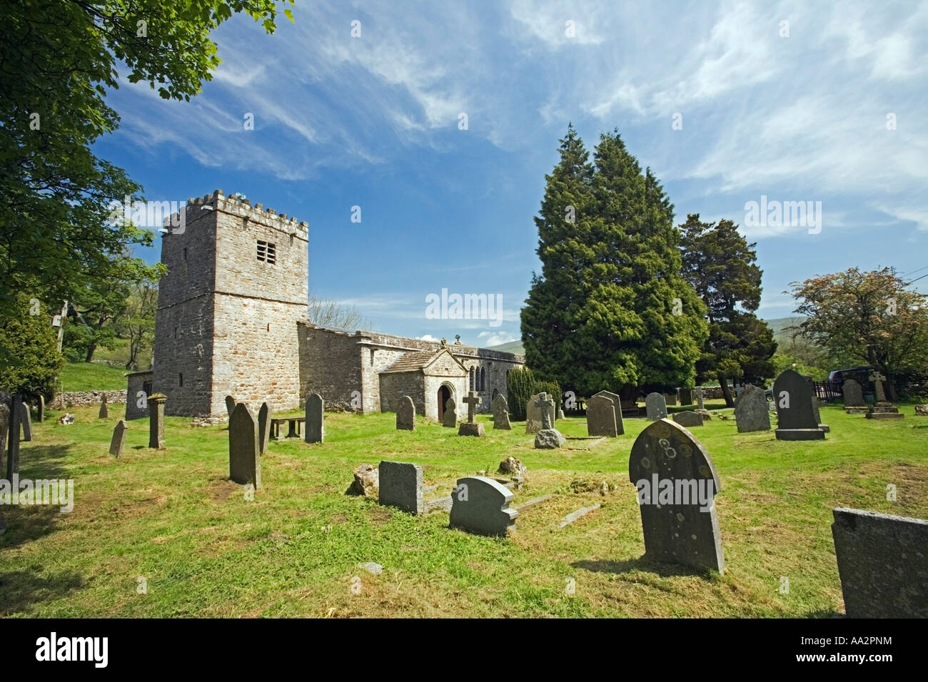 St. Michael und alle Engel Kirche, Hubberholme, Yorkshire Dales. Stockfoto