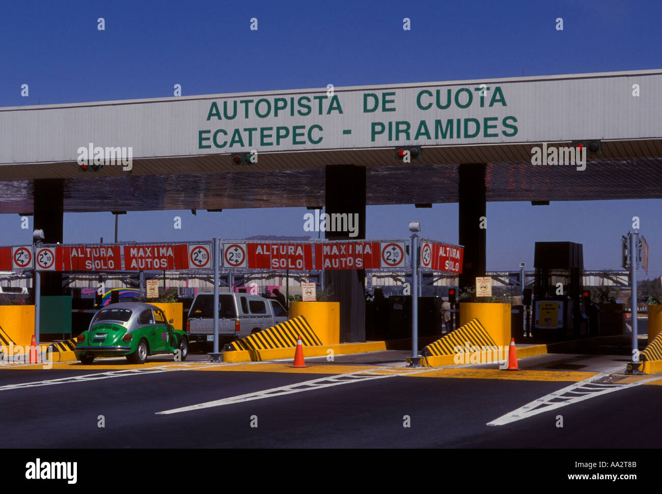 Mautstelle, Mautstationen, Autopista de Cuota, Ecatepec Piramides, zwischen Mexico City und Teotihuacan, Federal District, Mexiko Stockfoto