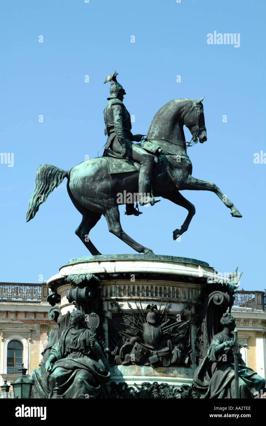 Skulptur Statue von Zar Nicholas I auf dem Pferderücken St.Petersburg Russland Stockfoto