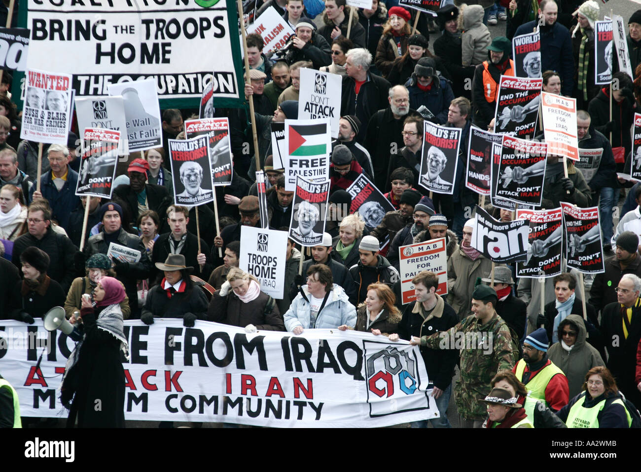 Anti-Krieg Kundgebung in London UK Stockfoto