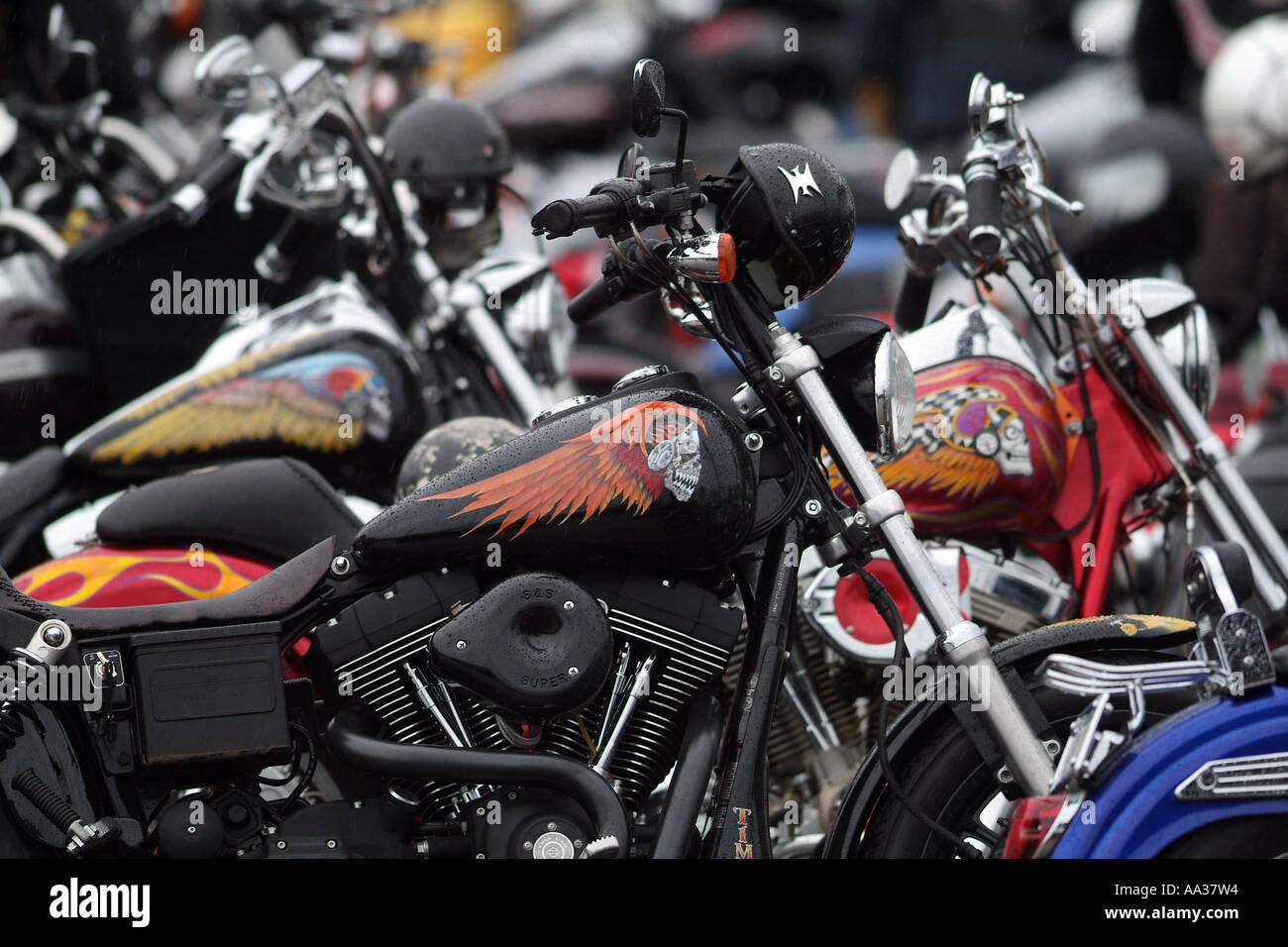 Hells Angels Beerdigung Motorrad-Club-Mitglieder bei Beerdigung für Mitglied, niedergeschossen wurde Stockfoto