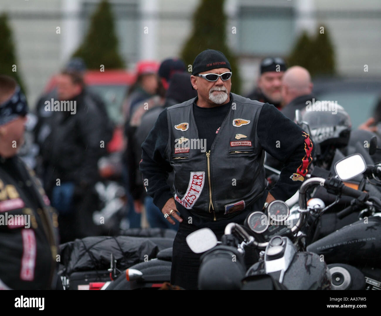 Hells Angels Beerdigung Motorrad-Club-Mitglieder bei Beerdigung für Mitglied, niedergeschossen wurde Stockfoto