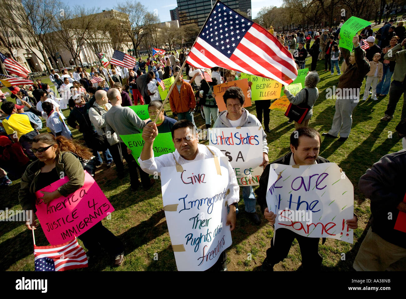 New Haven Connecticut Immigranten protestieren Einwanderungsgesetze der US-Regierung auf die New Haven Green illegale Einwanderung Stockfoto