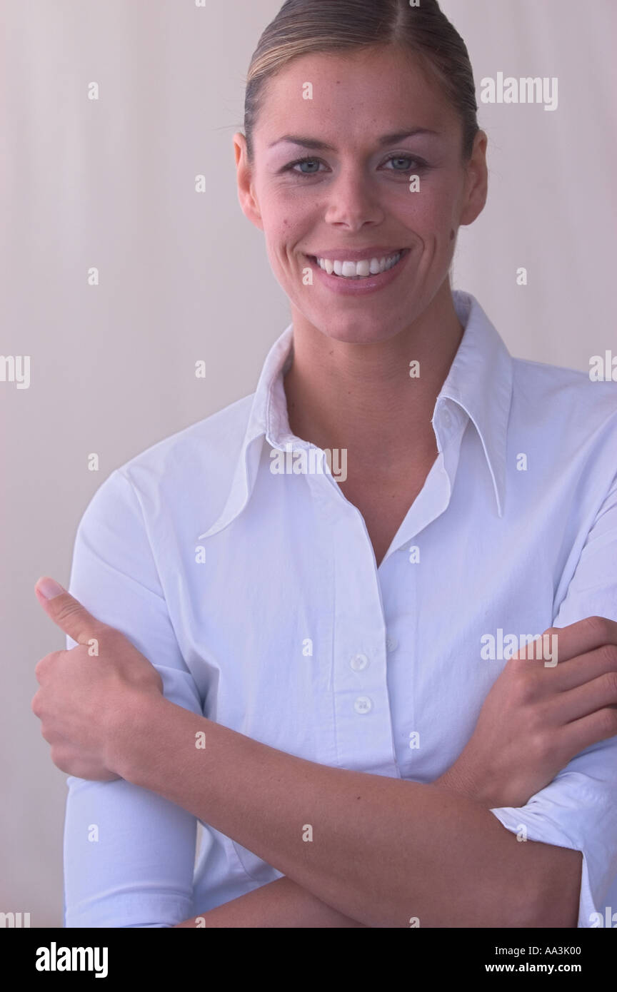 Nahaufnahme von eine junge Geschäftsfrau Stockfoto