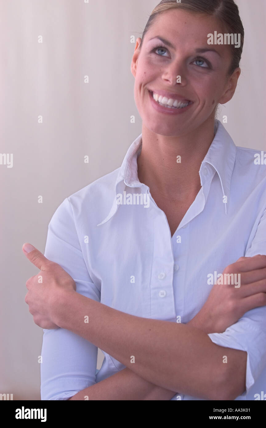 Nahaufnahme von eine junge Geschäftsfrau Stockfoto