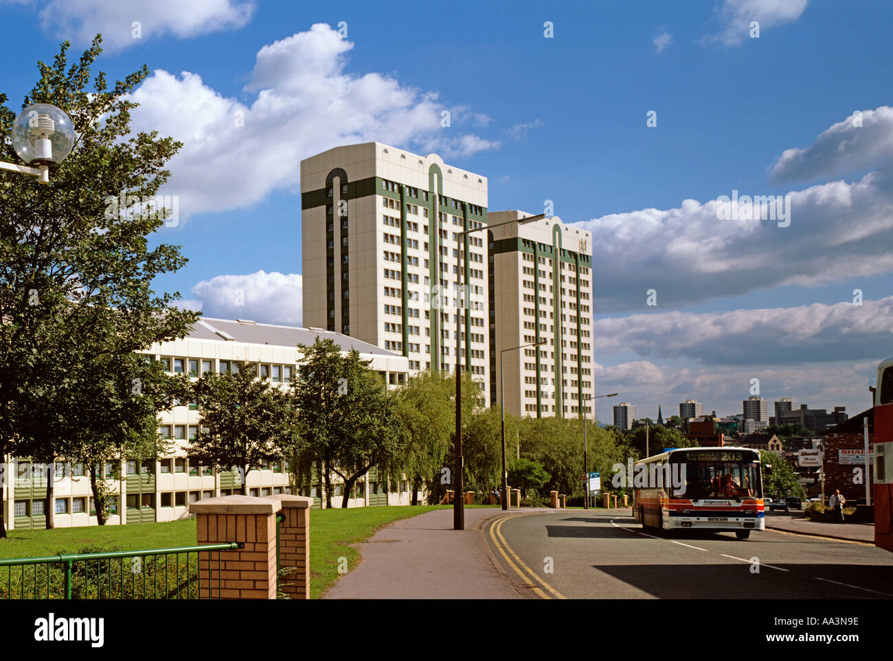 Cheshire Stockport Lancashire Hill und die Bentleys Sozialwohnungen Stockfoto