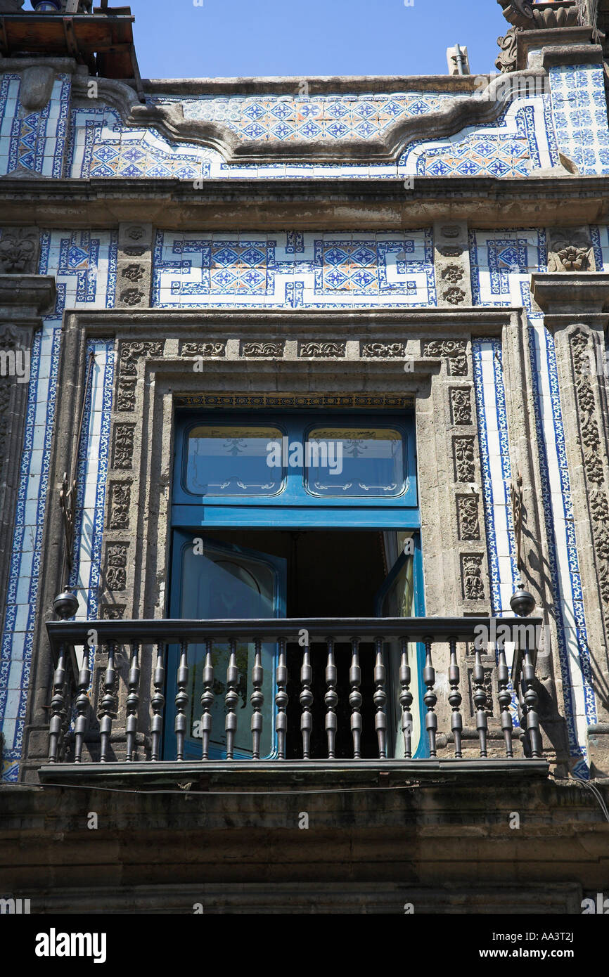 Balkon der Casa de Los Azulejos, Avenida Francisco I Madero, Mexiko-Stadt, Mexiko Stockfoto