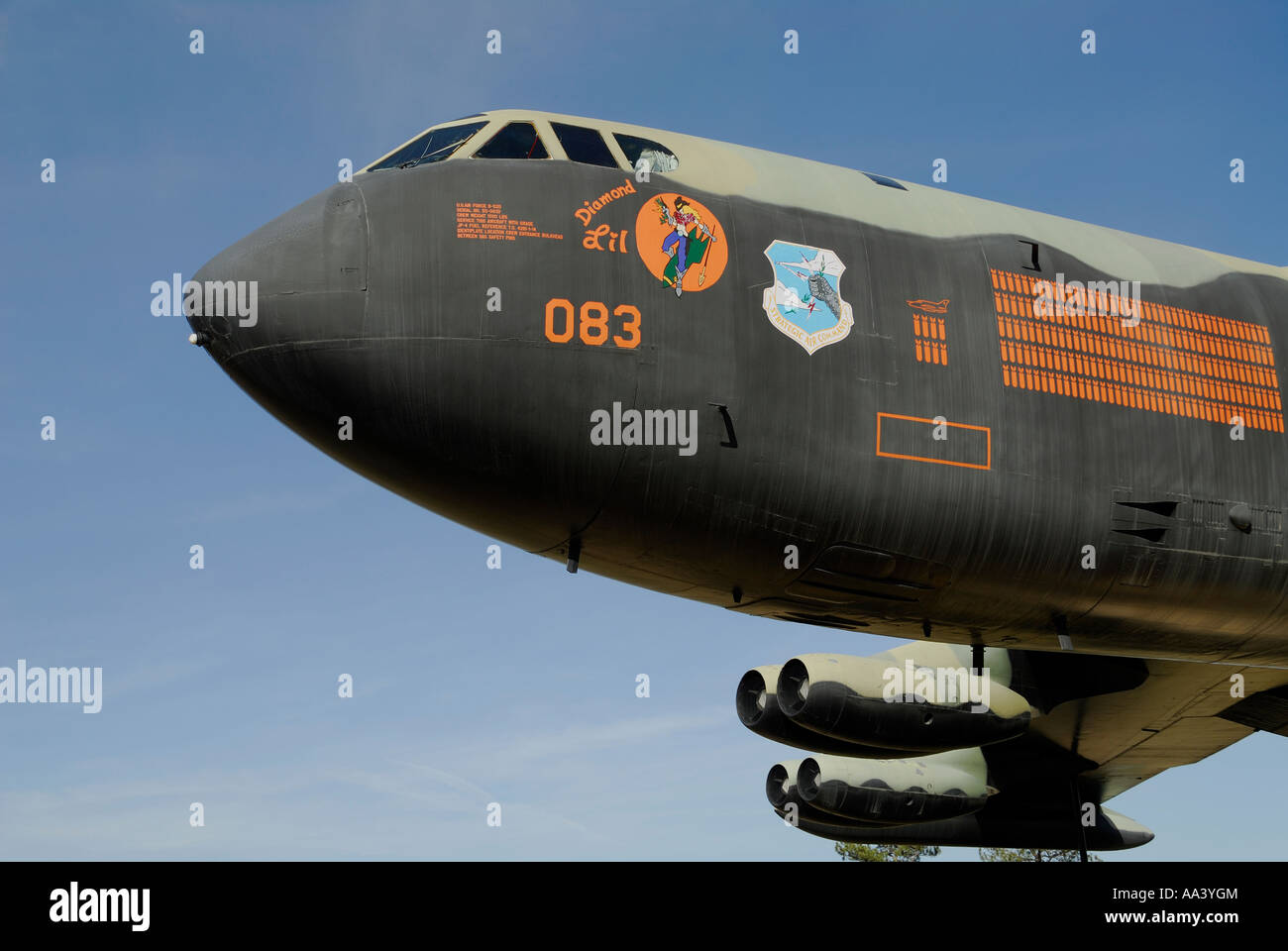 Der B52-Bomber auf dem Display an der US Air Force Academy in Colorado Springs, Colorado. Stockfoto