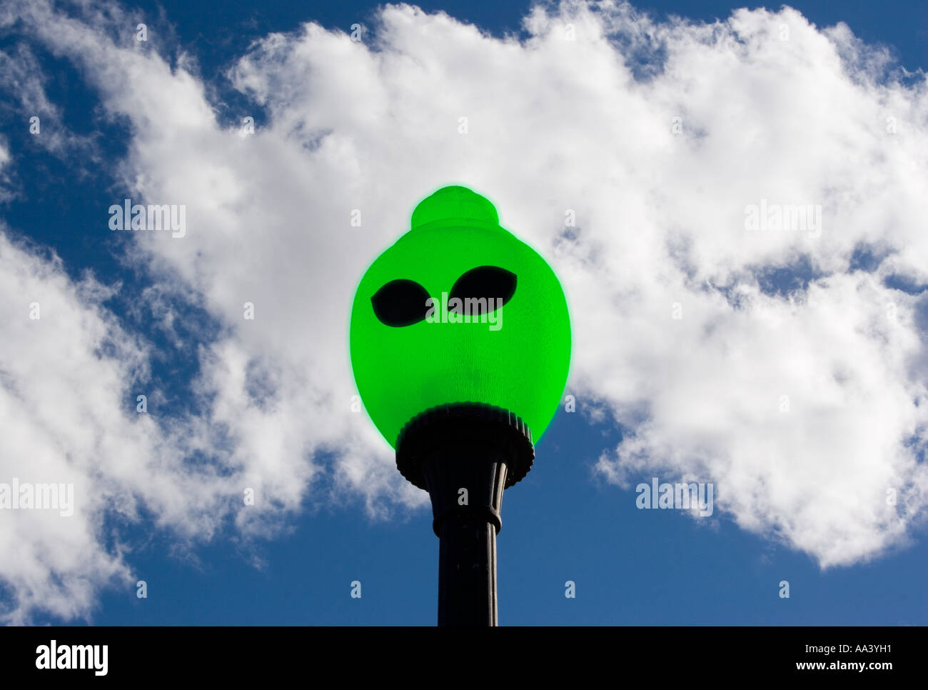 Eine eingefärbte Version von einem fremden Straßenlaterne in Roswell New Mexico die UFO-Hauptstadt der Welt Stockfoto