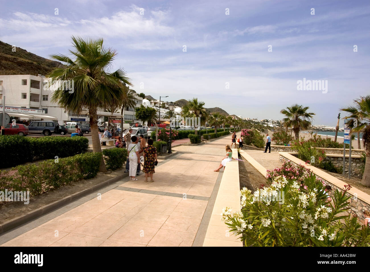 Strandpromenade Mojacar Playa Andalusien Spanien Stockfoto