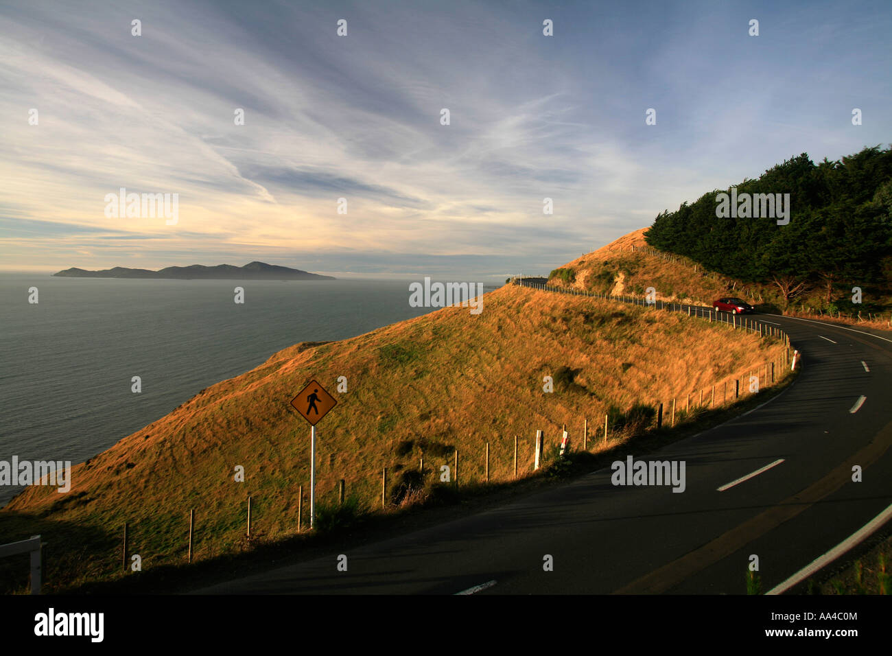 Paekakariki Hügel mit Kapiti Island in der Nähe von Wellington New Zealand Stockfoto