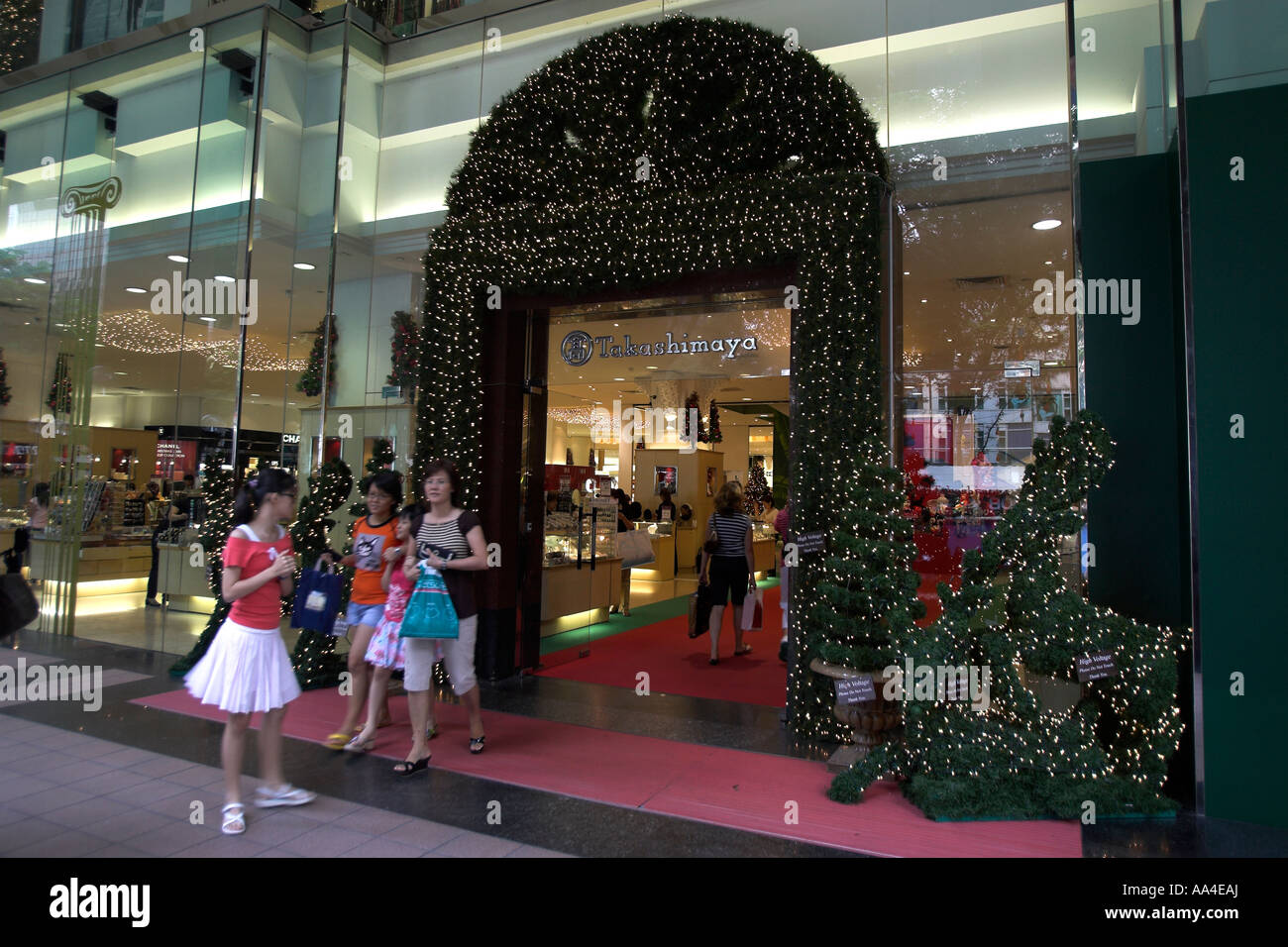 Weihnachts-shopping Takashimaya Kaufhaus Orchard Road Singapur Stockfoto