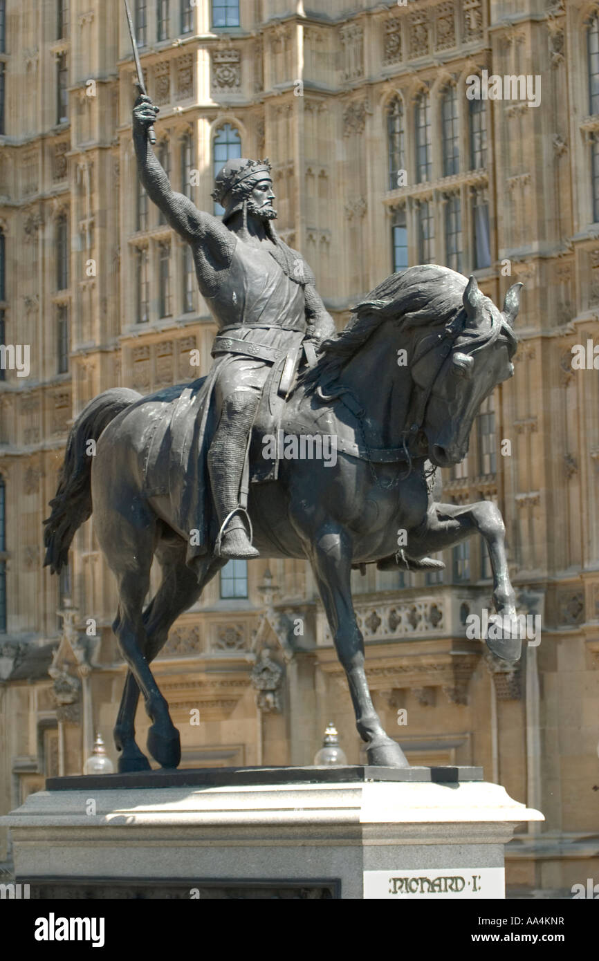 England. London. Statue von König Richard i. "Löwenherz" Stockfoto