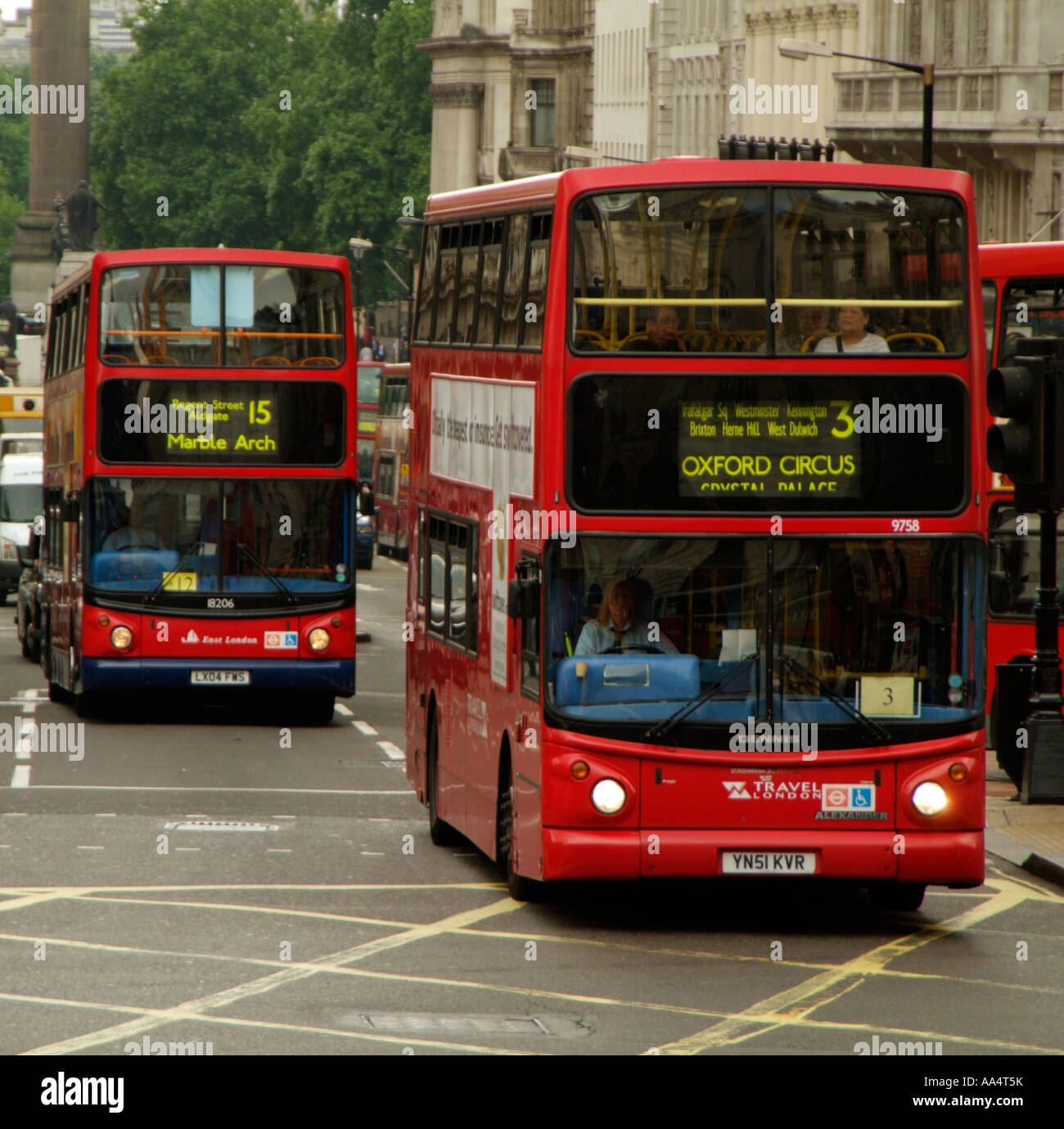 Roten Londoner Busse. England-UK Stockfoto