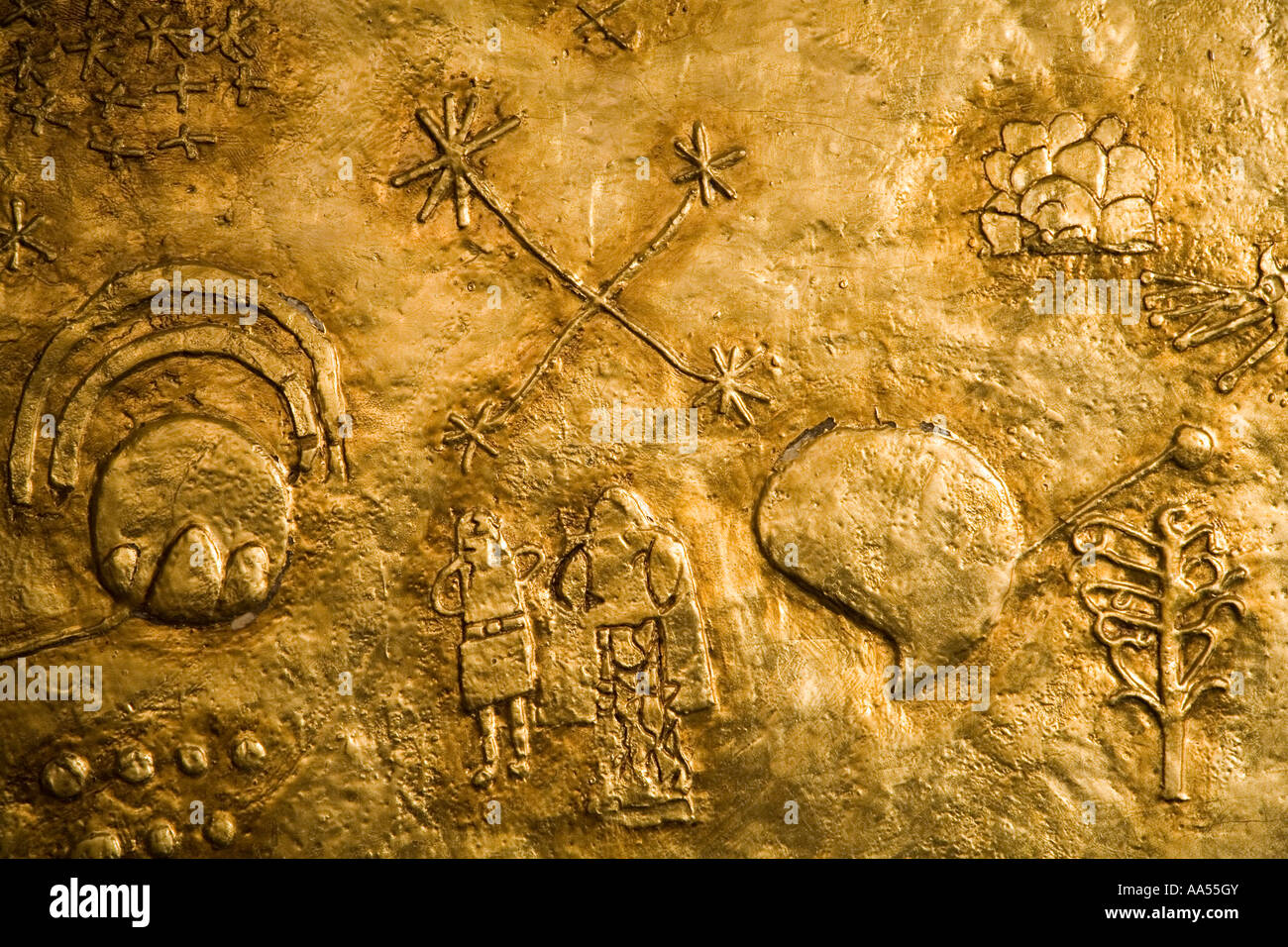 Ein Inca Gold Relief im Kloster in Cuzco, Peru Stockfoto