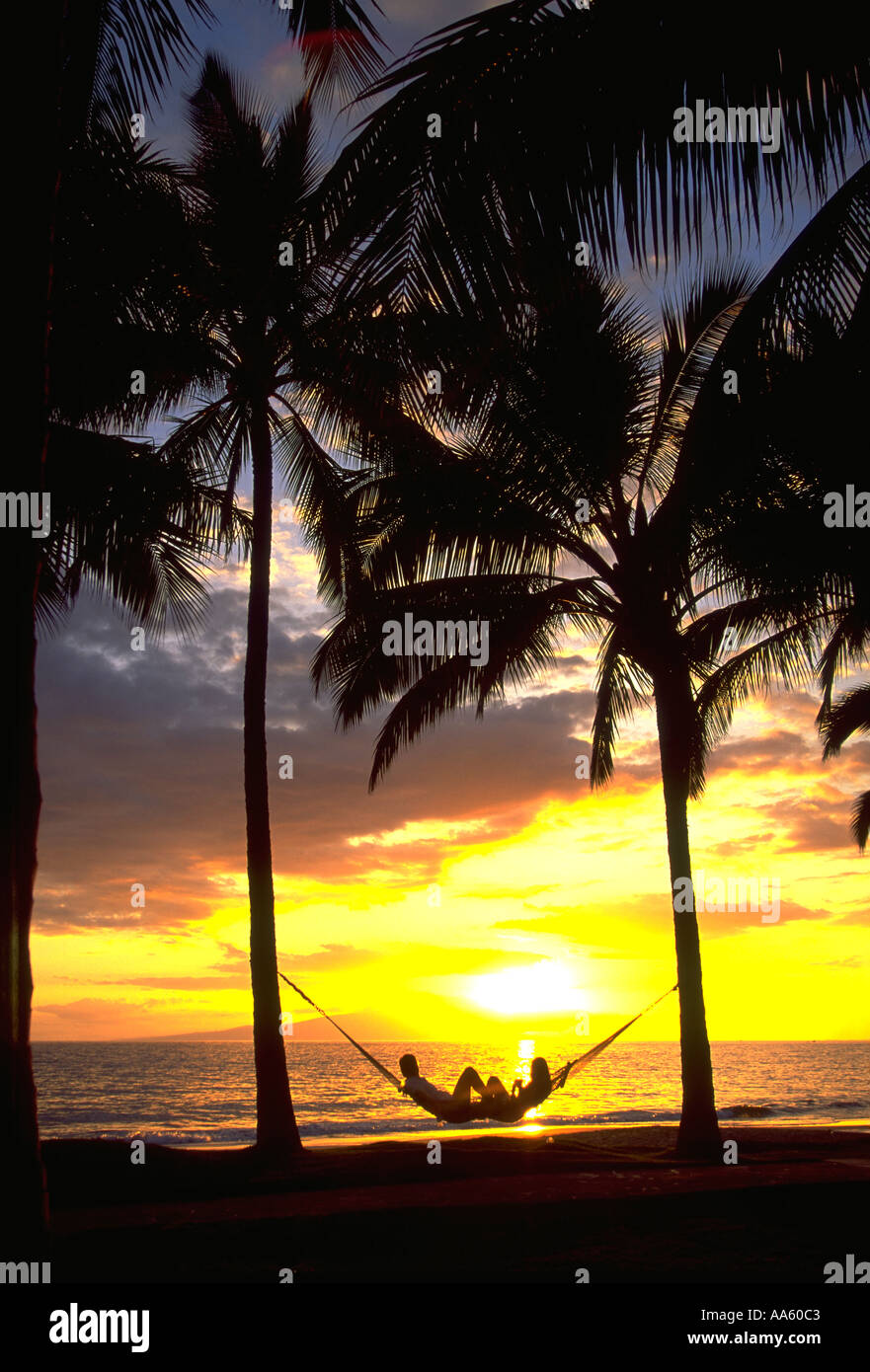 Sonnenuntergang Wailea Maui Hawaii USA Stockfoto