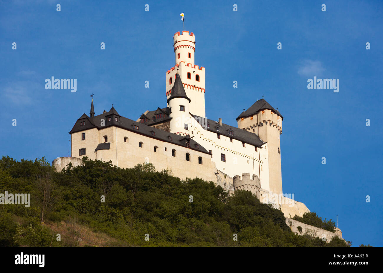 Schloss Marksburg, eine Rheinburg am Rhein, Rheinland-Pfalz, Deutschland Stockfoto