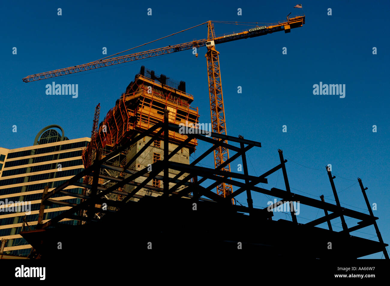Stock Foto von einem Hochhaus im Bau zeigt seine Baustahl-Skelett. San Diego Kalifornien USA Stockfoto