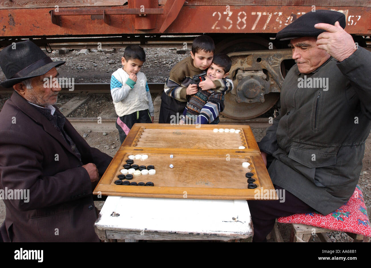 İmişli Bezirk Aserbaidschan 12. Januar 2003 Flüchtlinge und IDP s Binnenvertriebene leben seit den letzten zehn Jahren in Stockfoto