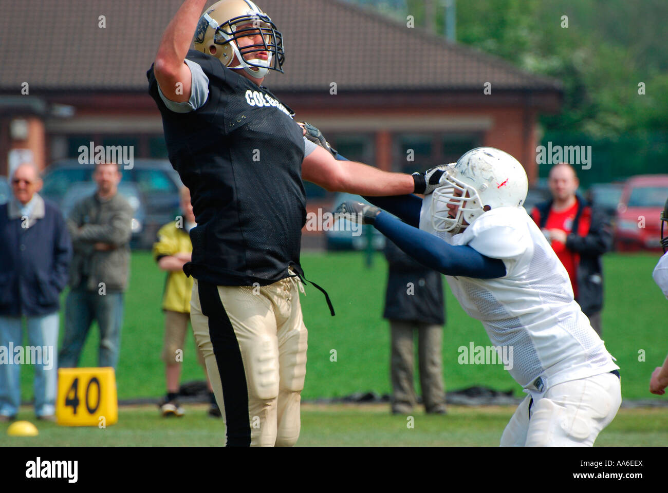 Martin Johnson Rugby-Star Spielen American Football Stockfoto