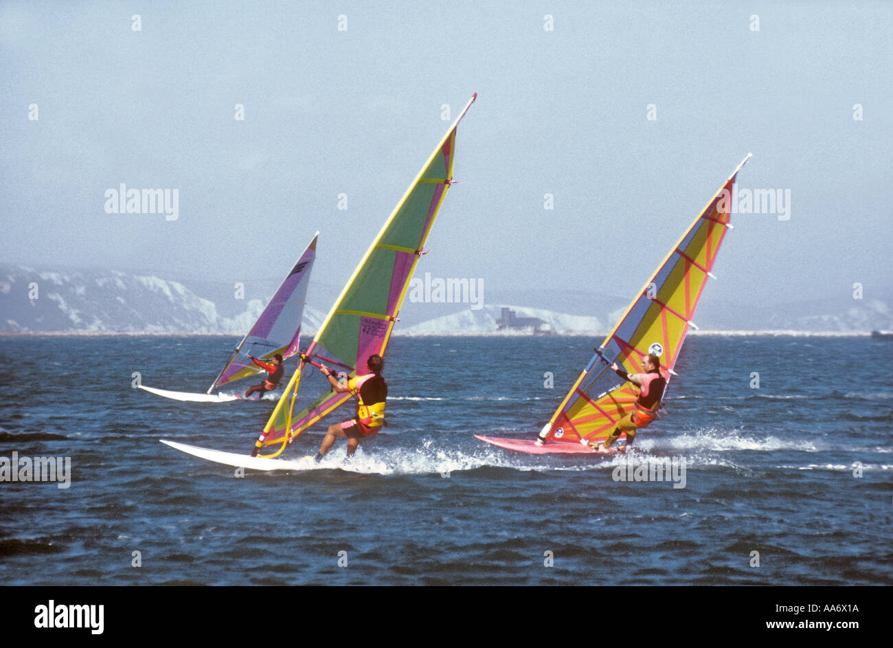 Windsurfen-Portland-UK Stockfoto