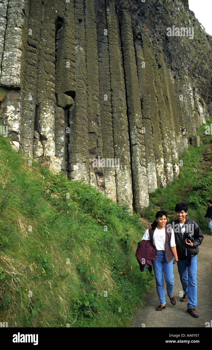 Des Riesen Causway mit Figuren-Antrim-Nordirland Stockfoto