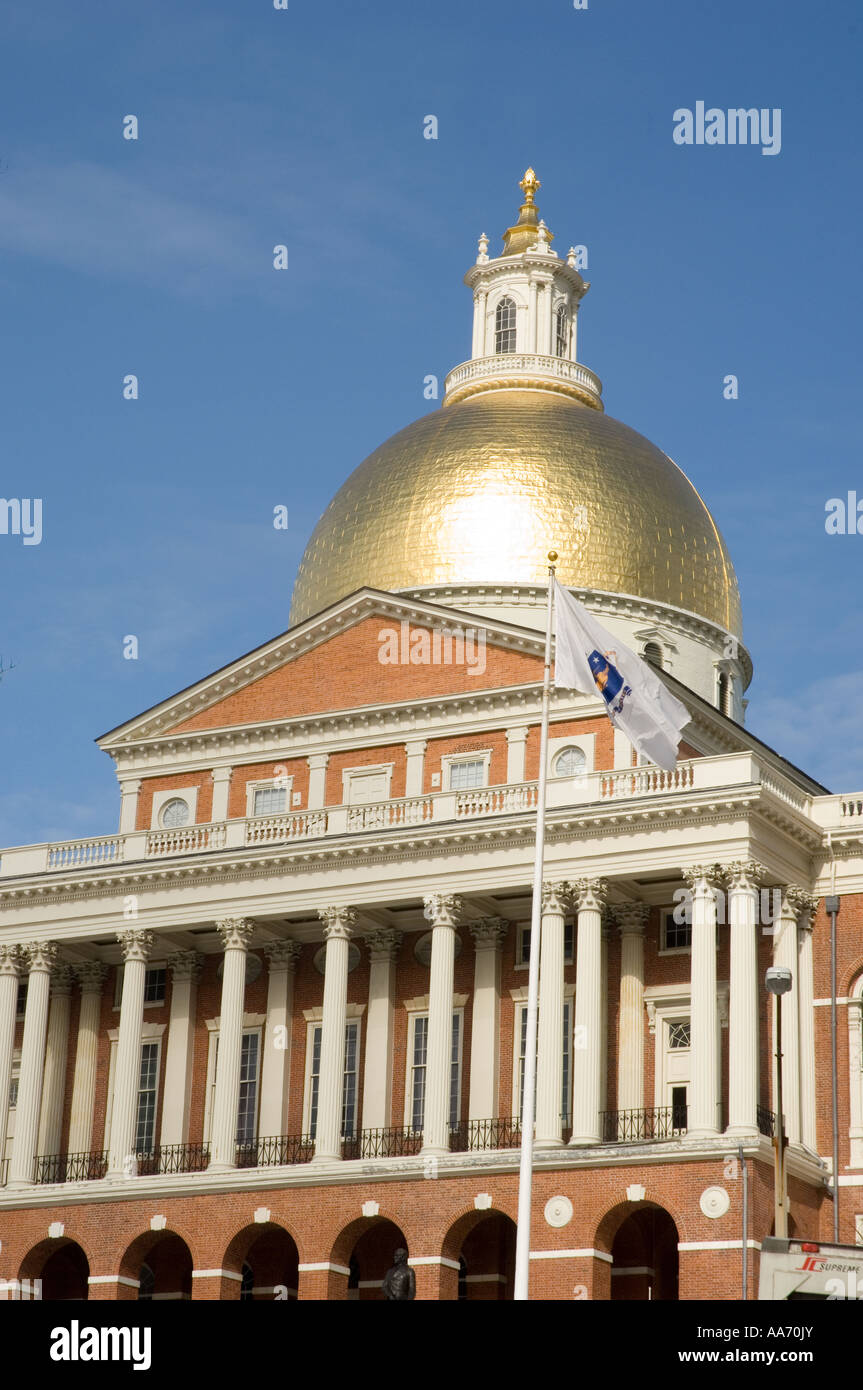Das Massachusetts State House auf dem Beacon Hill in Boston. Stockfoto