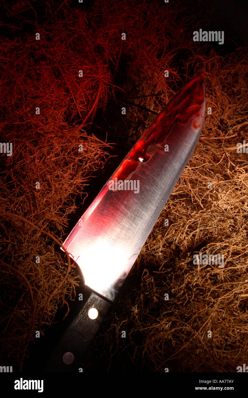 Thriller Mord Messer Stockfoto