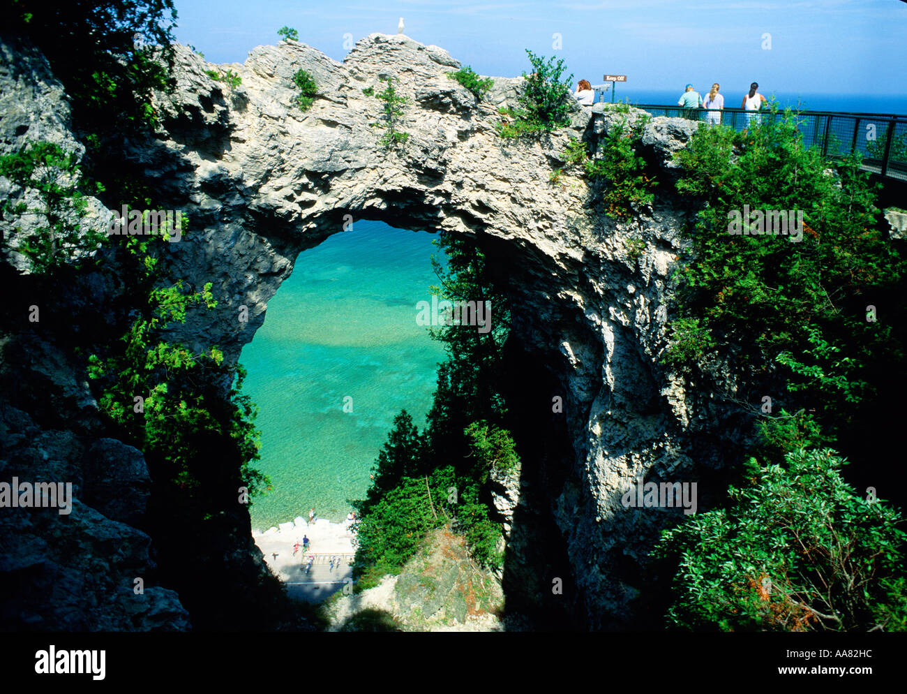 Mackinac Island Michigan Arch Rock Stockfoto