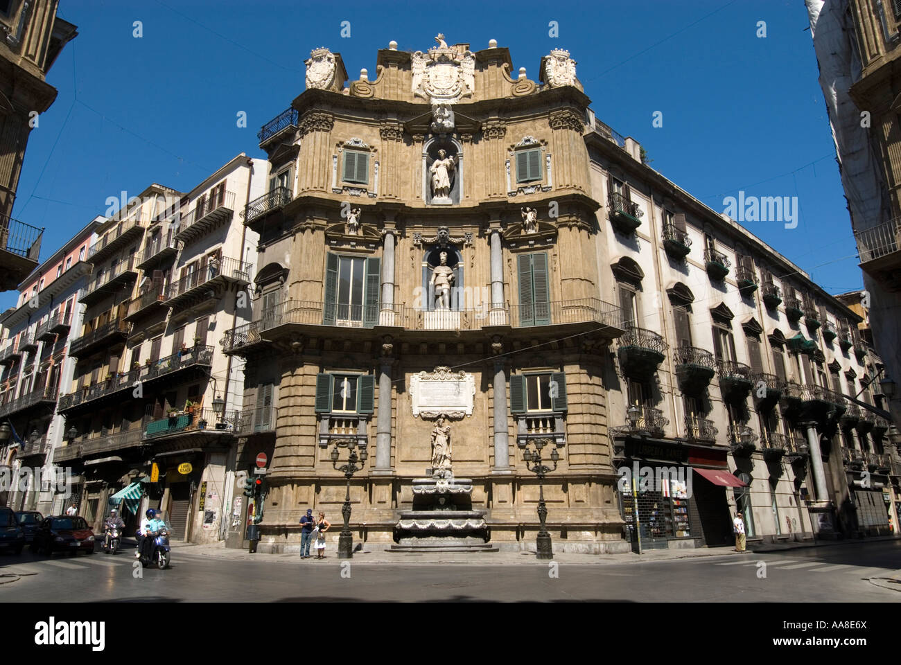 Quattro Canti di Citta am Piazza Vigliena Palermo Sizilien Italien Stockfoto