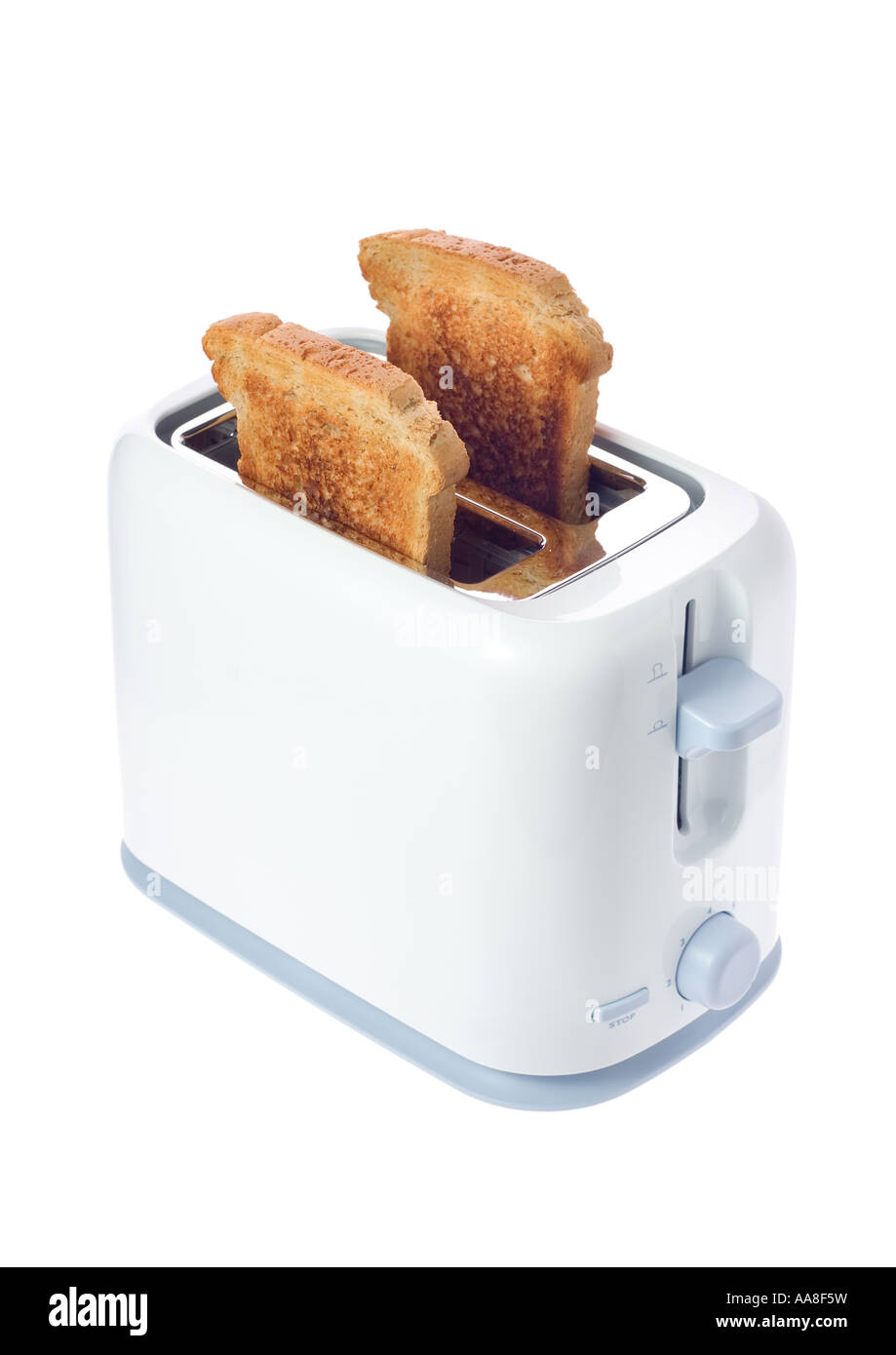 Toaster mit zwei Scheiben Brot Stockfoto