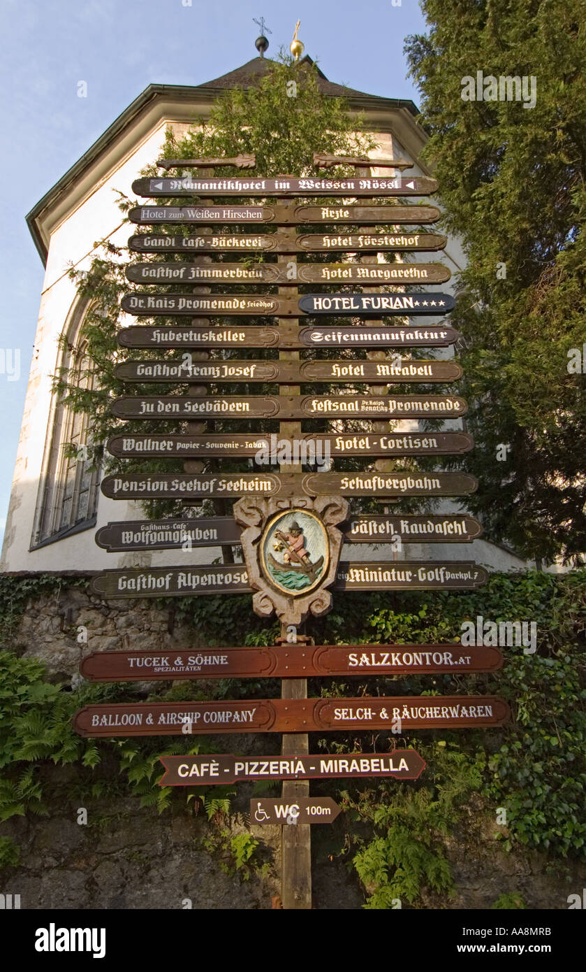 Österreich-St Wolfgang Hotel und Restaurant melden Stockfoto