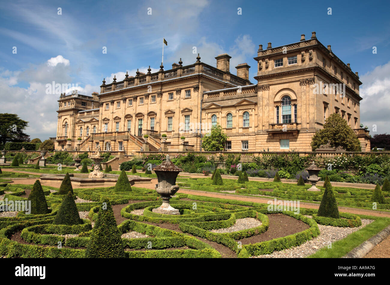 Harewood House, Gartenterrasse, Leeds, Yorkshire, UK, Europa Stockfoto