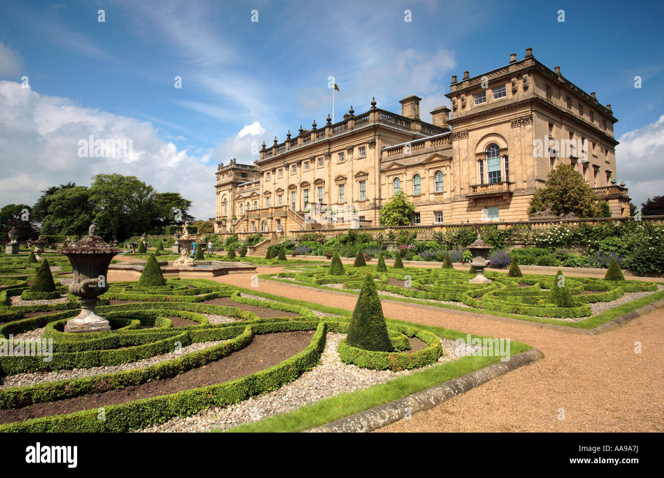 Harewood House, Gartenterrasse, Leeds, Yorkshire, UK, Europa Stockfoto